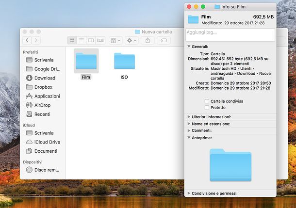 Come vedere dimensione delle cartelle su Mac