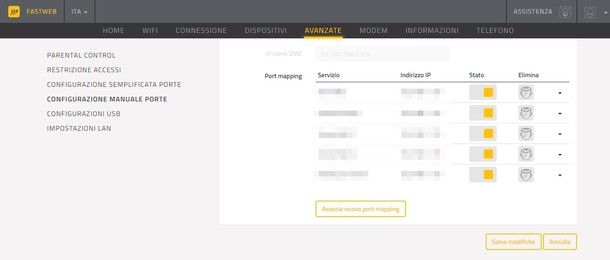 Apertura porte router Fastweb