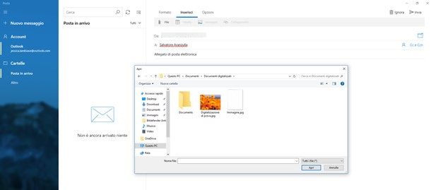 Inviare un documento scannerizzato tramite l'app Posta di Windows 10