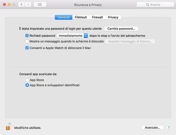 Sicurezza e privacy macOS