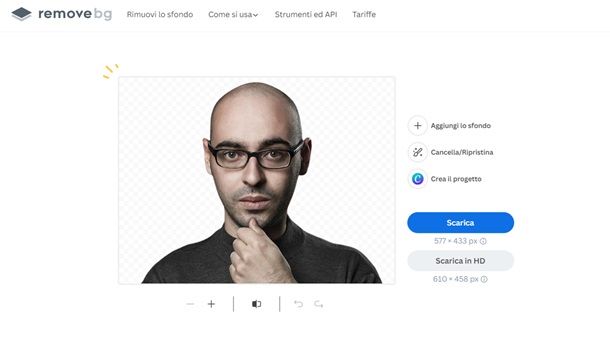 Remove bg Eliminare lo sfondo foto