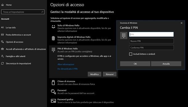 Come cambiare il PIN di Windows 10