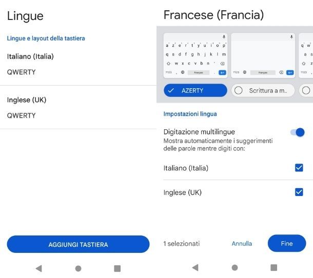 Lingua tastiera Android