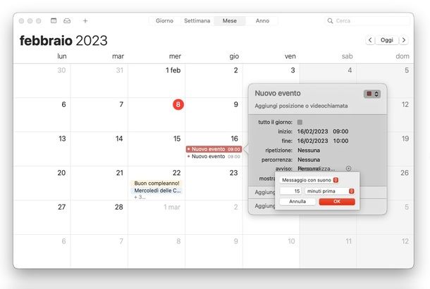 Calendario macOS