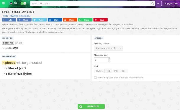 Servizi online per dividere un file troppo grande