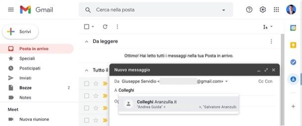 Inviare email a un'etichetta Gmail