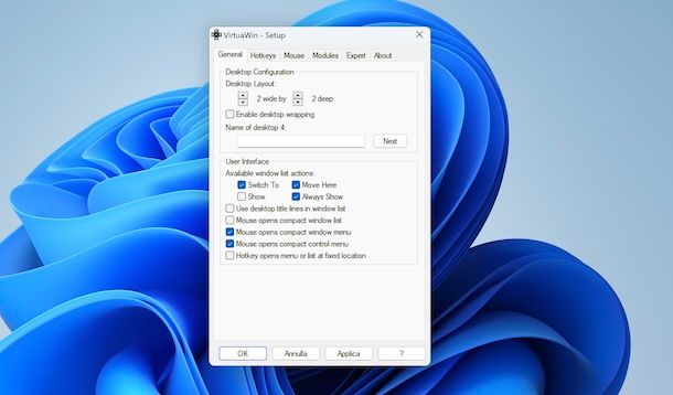 Impostazioni VirtuaWin