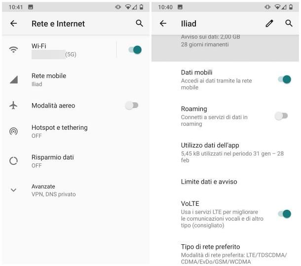 Come disattivare Vo LTE su Android