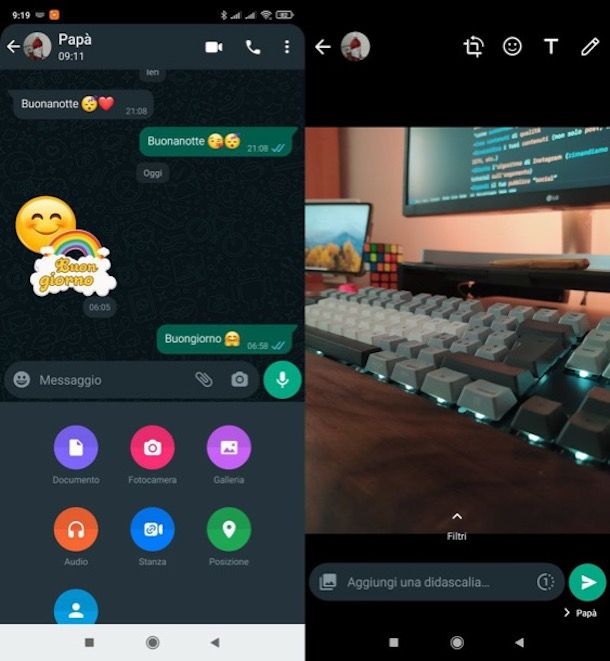 Inviare foto su WhatsApp Android da WhatsApp