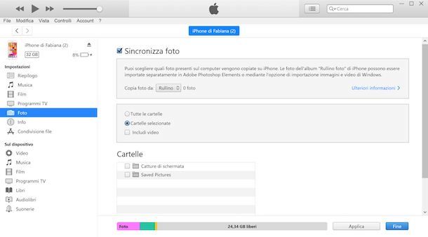 iTunes per trasferire le foto