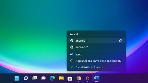 Barra delle applicazioni File recenti Windows 11
