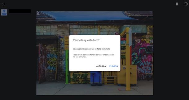 Cancellare foto da Google My Business