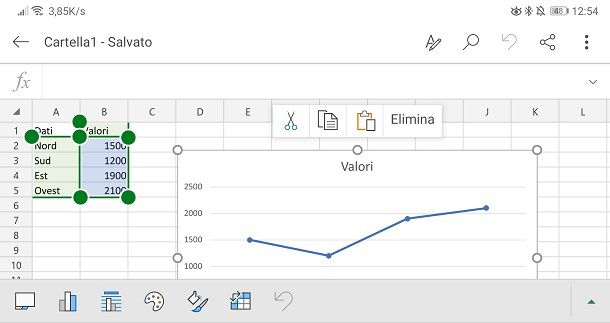 Grafico su app Excel