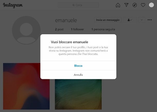 Come bloccare su Instagram una persona da PC