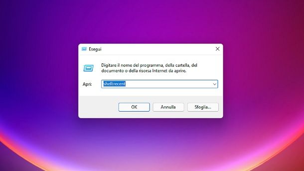 Come accedere cartella file recenti Windows 11