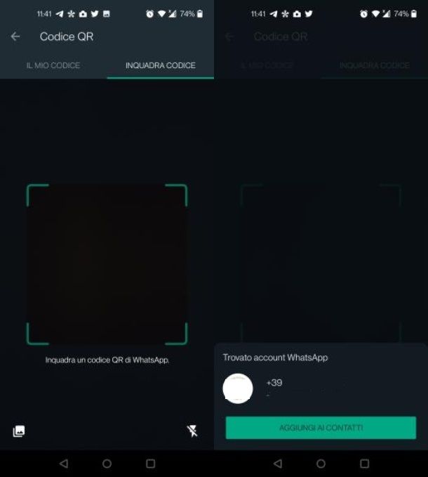 Codice QR WhatsApp aggiunta contatti