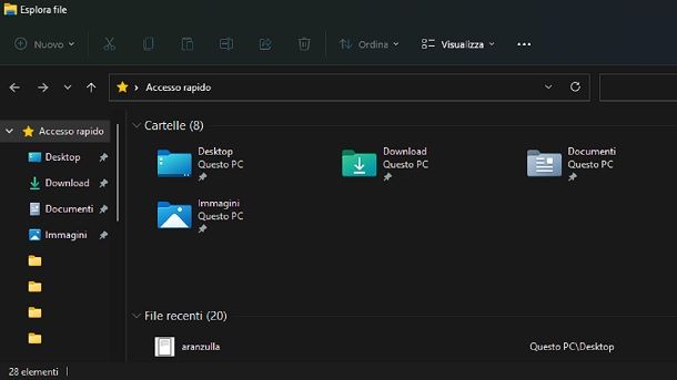 Come vedere ultimi file aperti Esplora file Windows 11