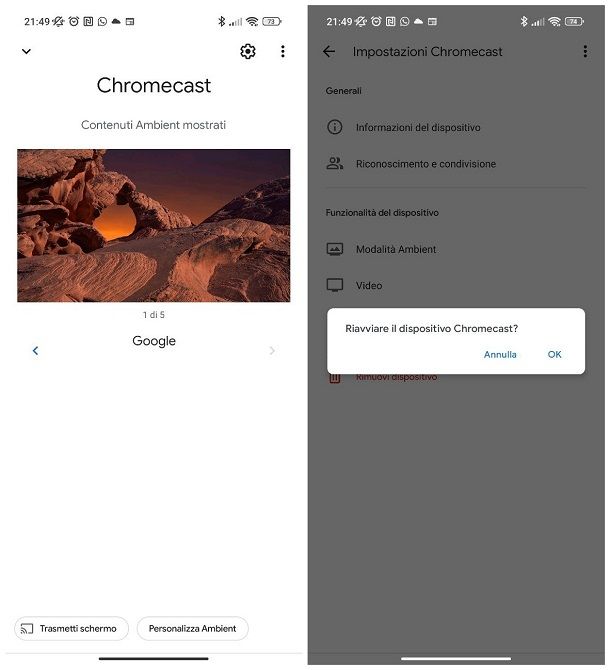 Come resettare Chromecast