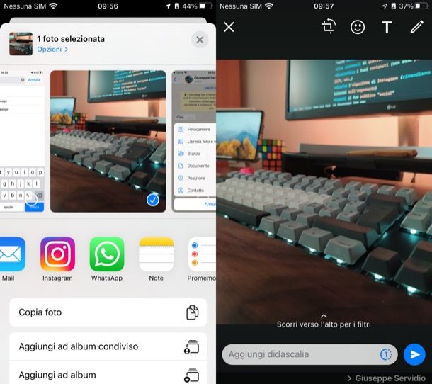 Inviare foto su WhatsApp iPhone dal Rullino