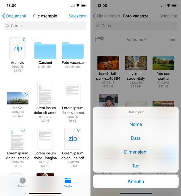 Come ordinare le cartelle in base alle loro dimensioni su iOS