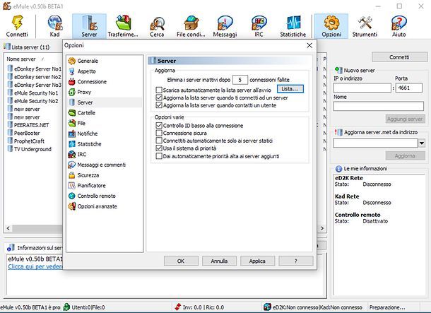 Come aggiornare i server di eMule automaticamente