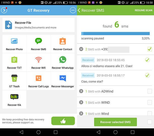 Recuperare SMS cancellati da Android