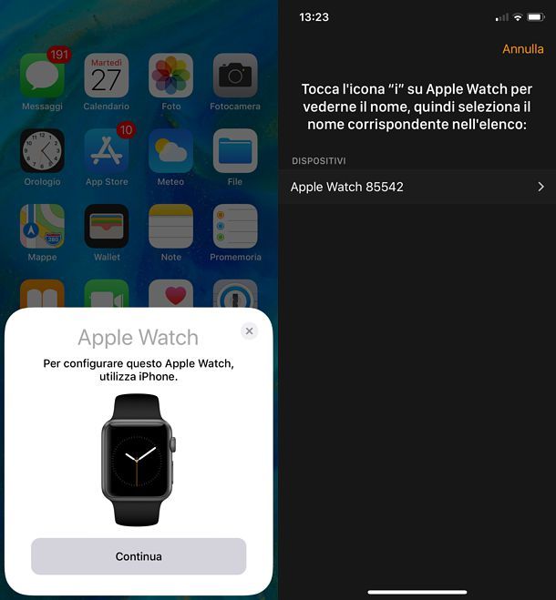 Abbinamento Apple Watch e iPhone