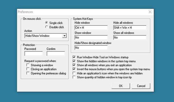 Come nascondere finestre attive Windows