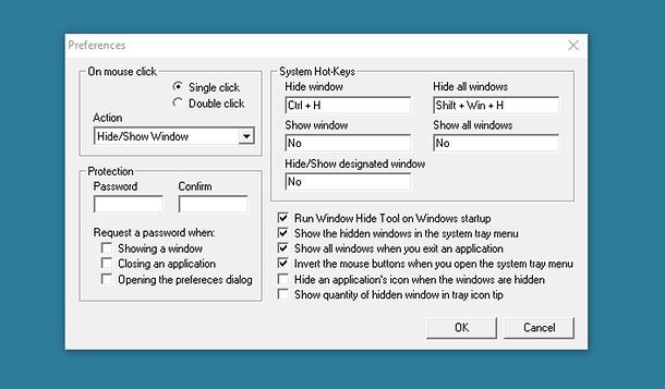 Come nascondere finestre attive Windows