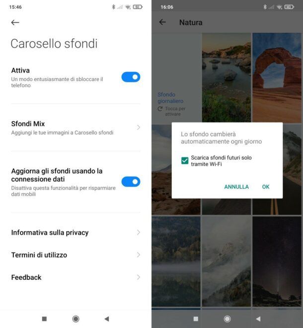 Cambiare automaticamente sfondo su Android