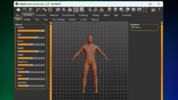 Creare personaggi 3D con MakeHuman