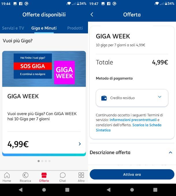 Offerte Giga app MyTIM