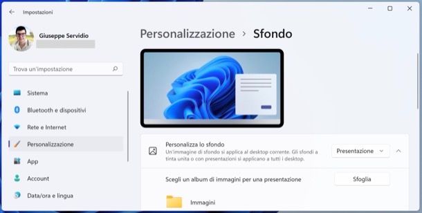 Cambiare sfondo automaticamente su Windows 11