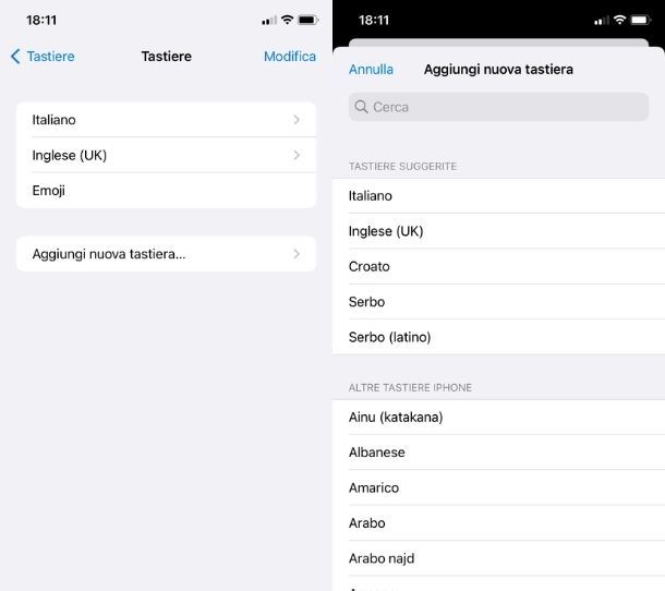 Lingua tastiera iPhone