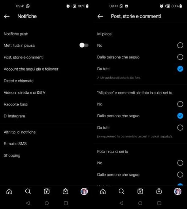 Notifiche Instagram Android