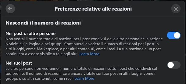 Reazioni Facebook