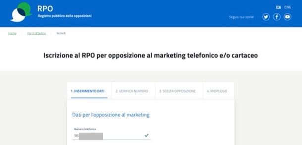Iscrizione RPO online