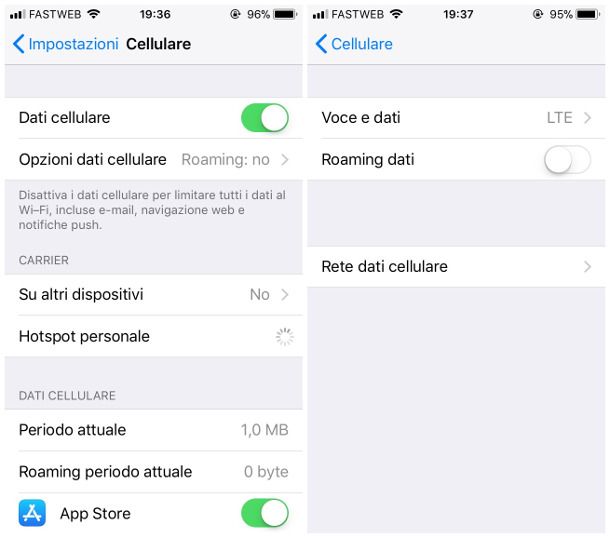 iPhone impostazioni