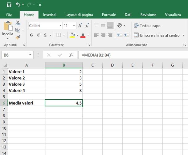 Come fare la media su Excel