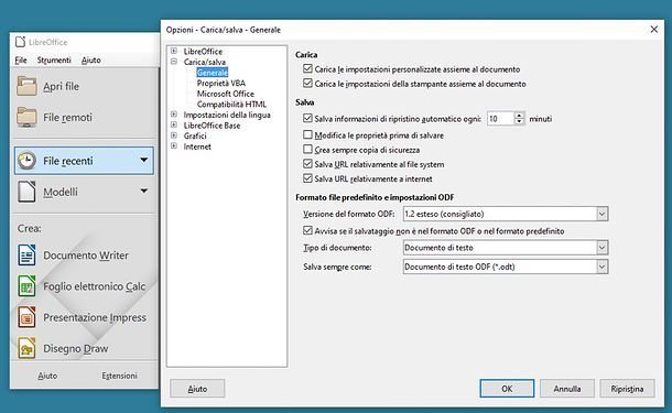 Come salvare automaticamente i file aperti in LibreOffice