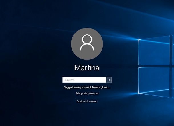 Come cambiare password Windows 10