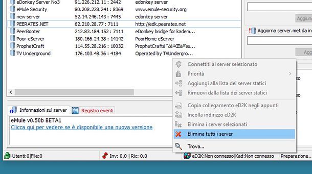 Come eliminare i server di eMule automaticamente