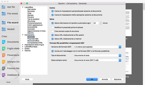 Come salvare automaticamente i file aperti in LibreOffice