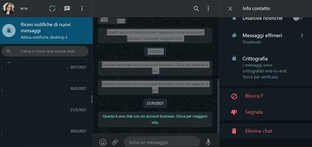 WhatsApp bloccare contatti PC