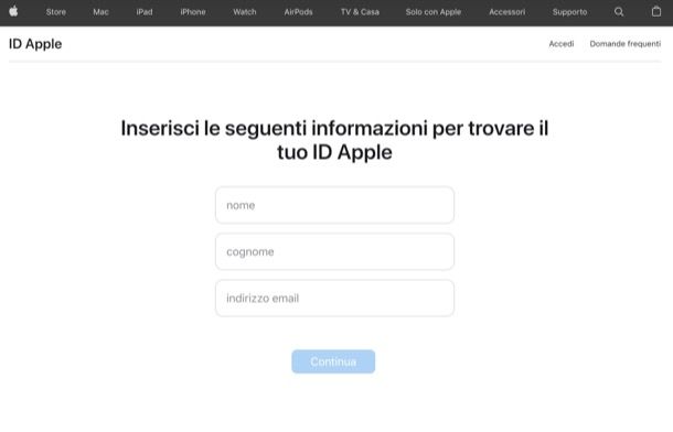 Come trovare ID Apple
