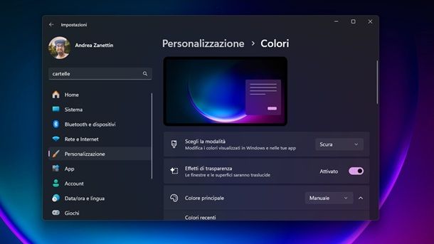 Come impostare tema scuro su Windows 11