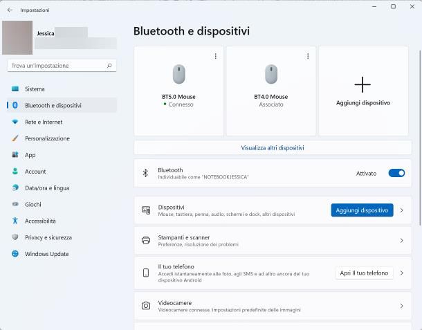 Collegamento Bluetooth Windows 11 