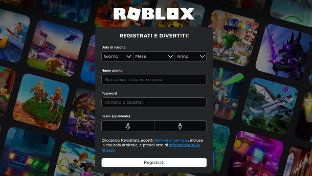 Come creare un account Roblox
