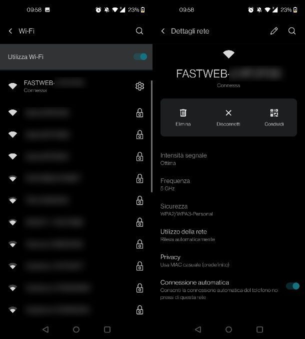 Eliminare connessione automatica Android