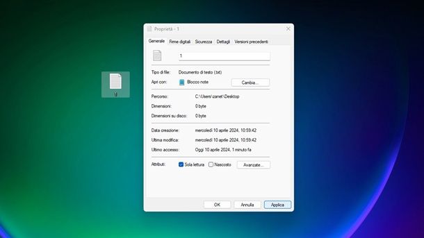 Proprietà file attributi Windows 11